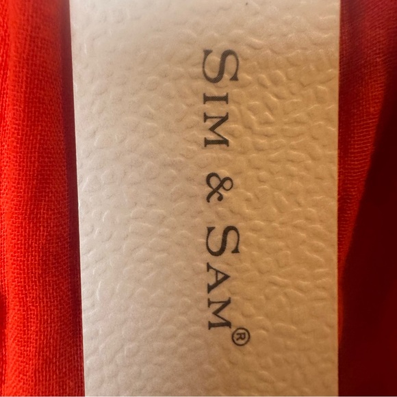 Sim‎ & Sam Vibrant Red orange Dress made in India new lined soft Smocked New - Picture 2 of 8